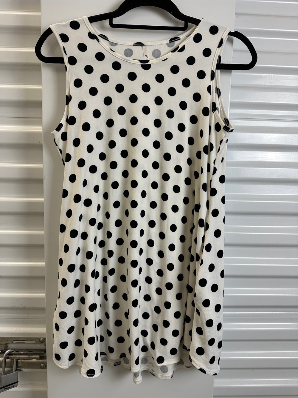 Sleeveless Black and White Polka Dot Tank Top